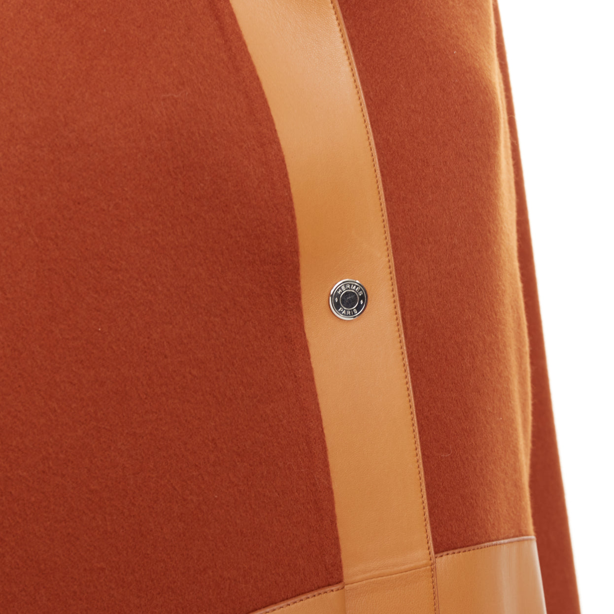 Women's Hermes lambskin panel cashmere striped coat
