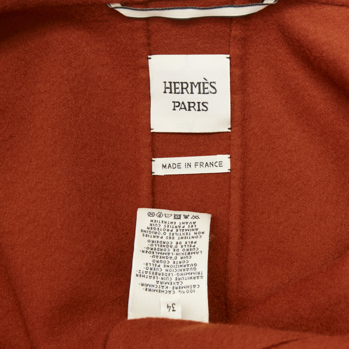 Women's Hermes lambskin panel cashmere striped coat