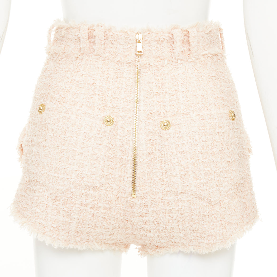 Women's Balmain fringe cotton tweed shorts