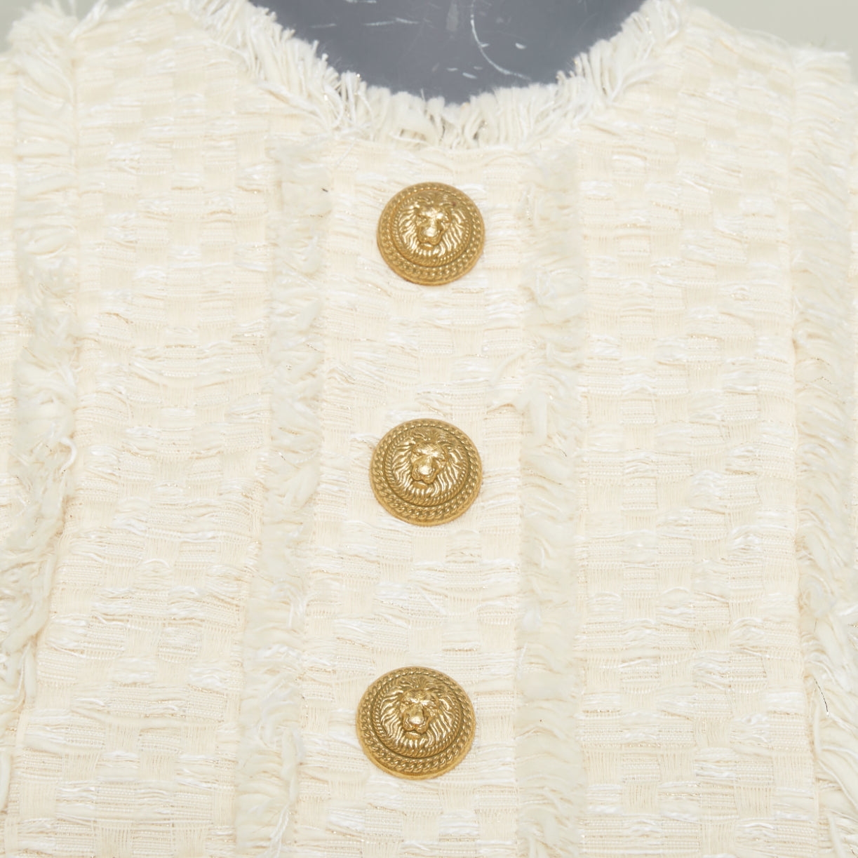 Women's Balmain fringe tweed sleeveless gilet vest