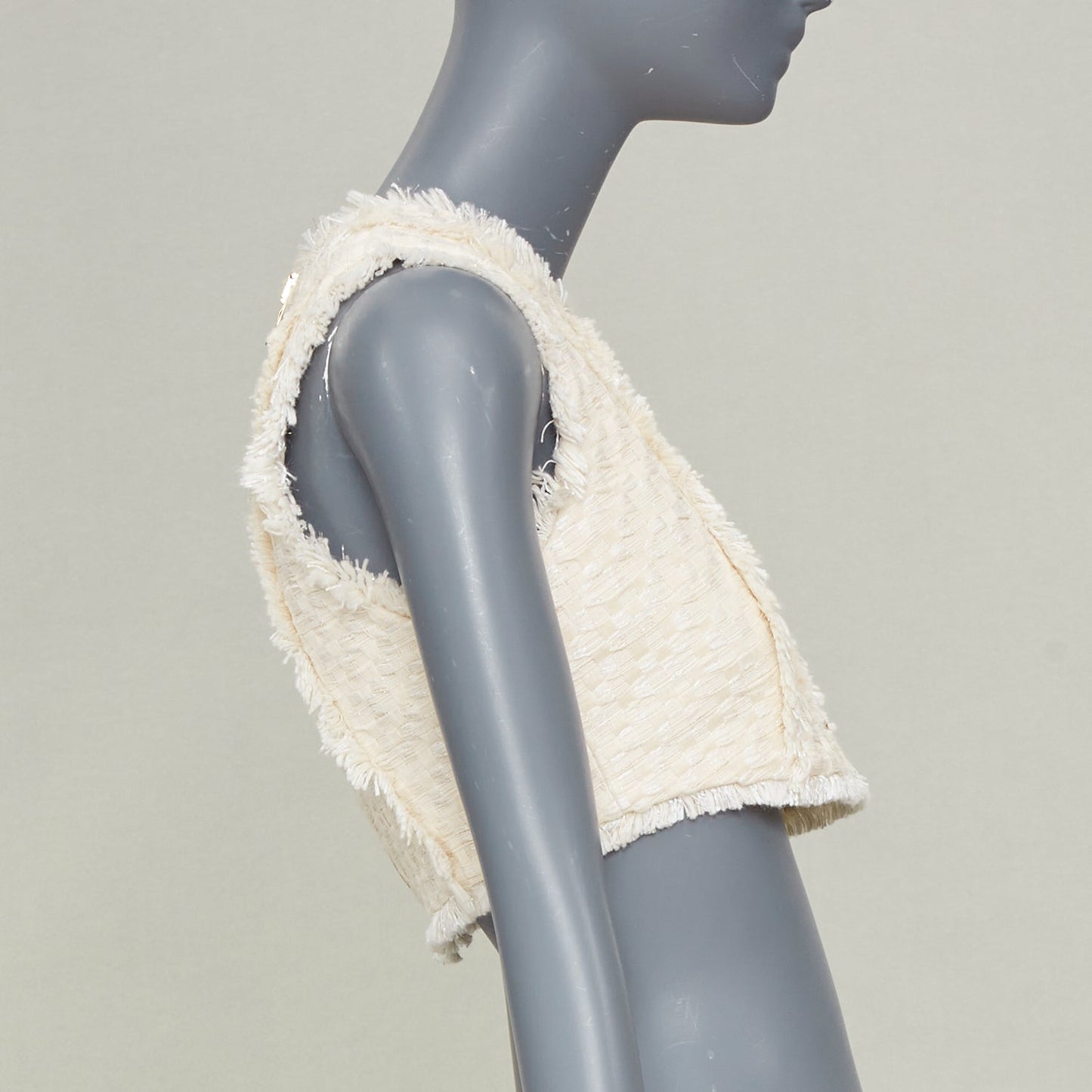 Women's Balmain fringe tweed sleeveless gilet vest