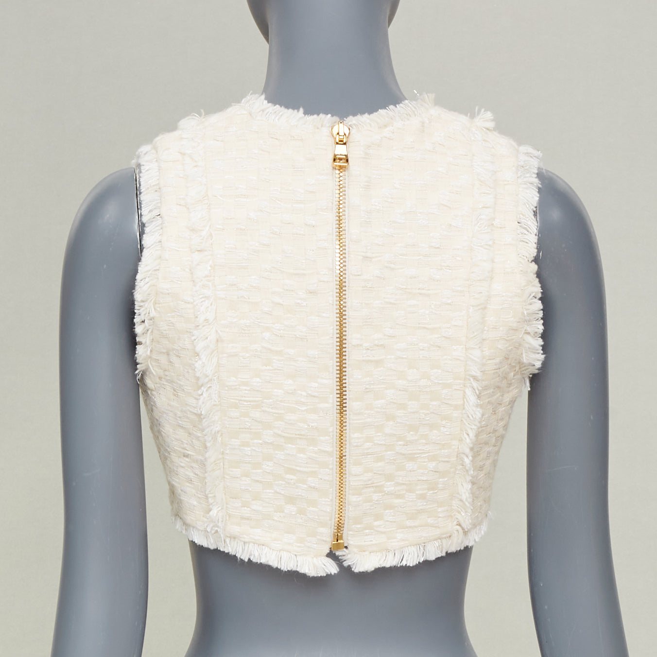 Women's Balmain fringe tweed sleeveless gilet vest