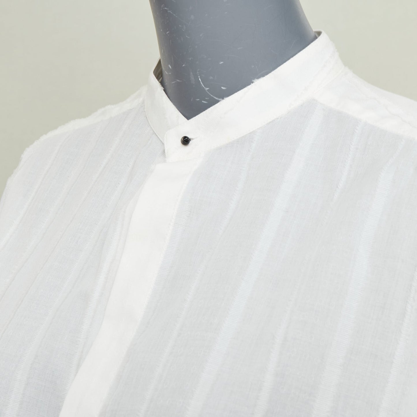 Women's Saint Laurent crinkled striped tonal white cotton shirt