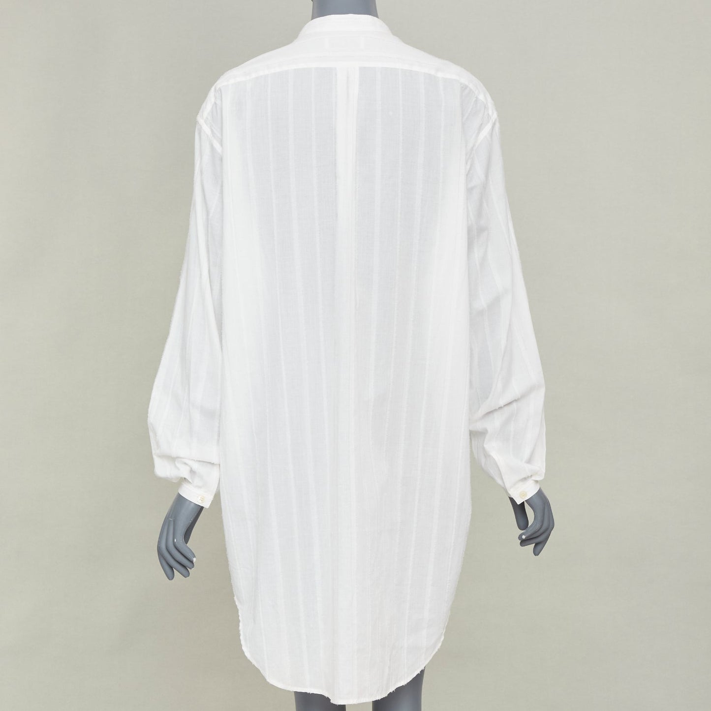 Women's Saint Laurent crinkled striped tonal white cotton shirt