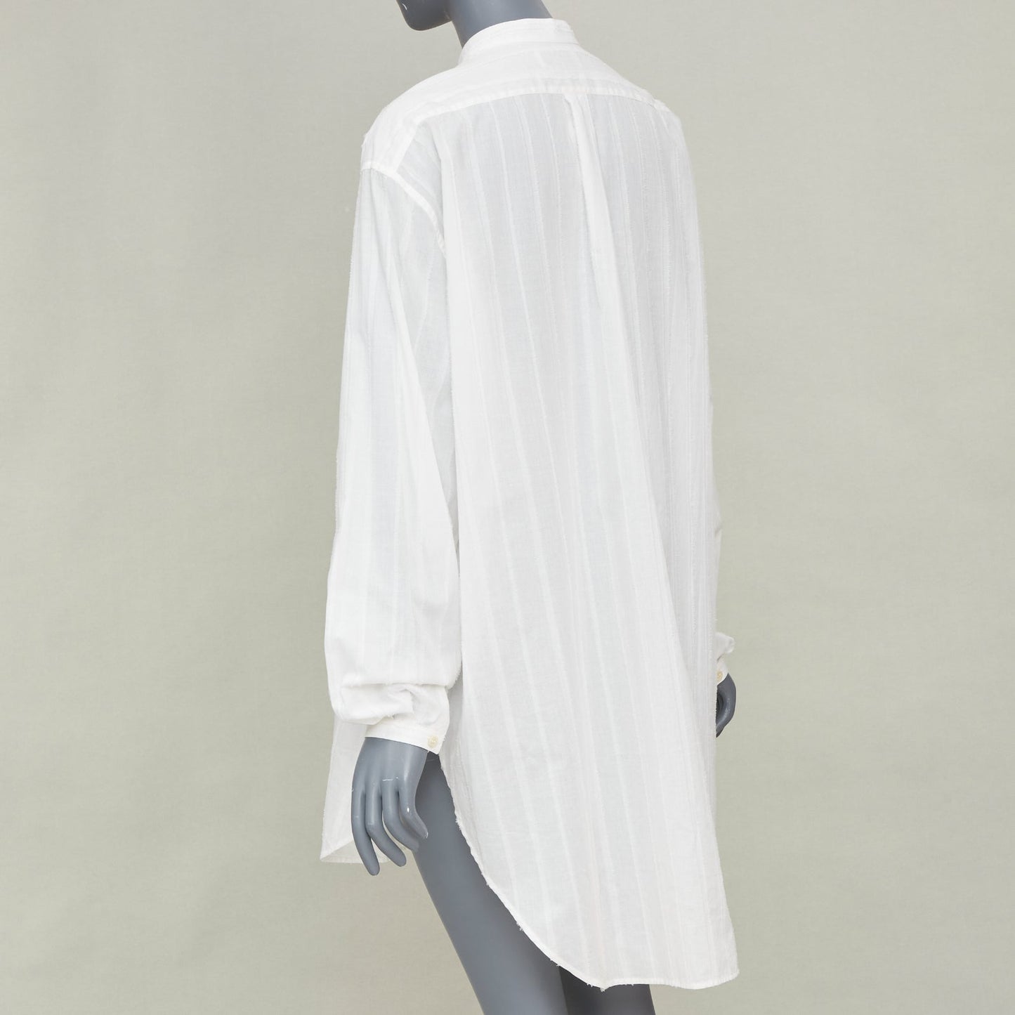 Women's Saint Laurent crinkled striped tonal white cotton shirt