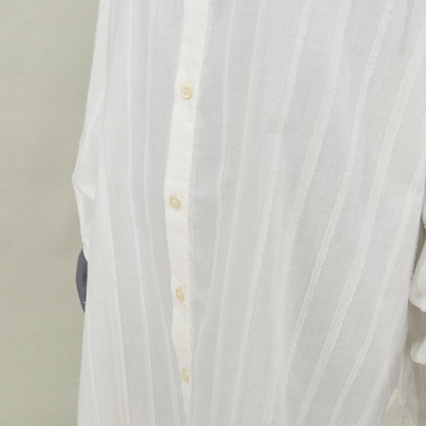 Women's Saint Laurent crinkled striped tonal white cotton shirt