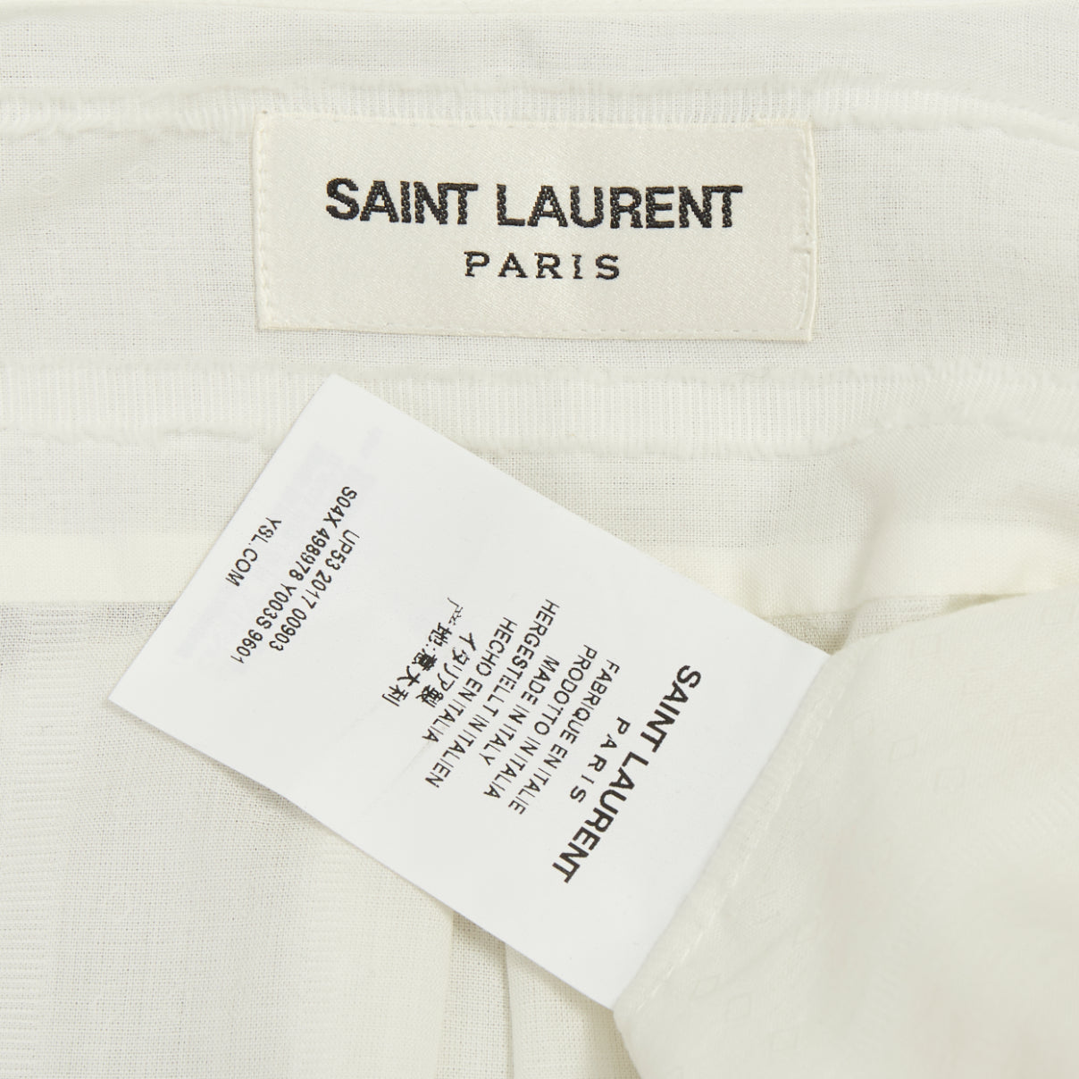 Women's Saint Laurent crinkled striped tonal white cotton shirt