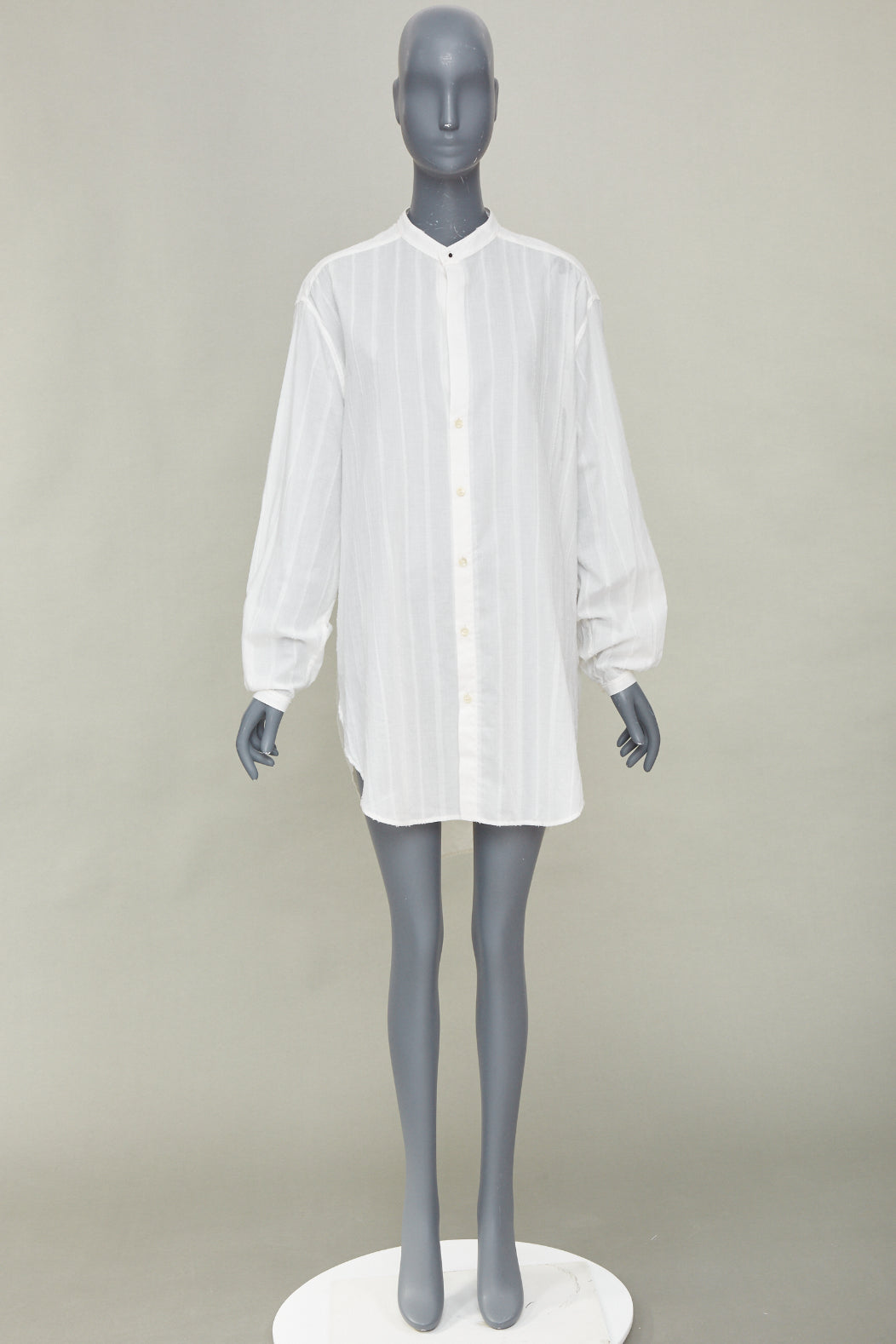 Women's Saint Laurent crinkled striped tonal white cotton shirt