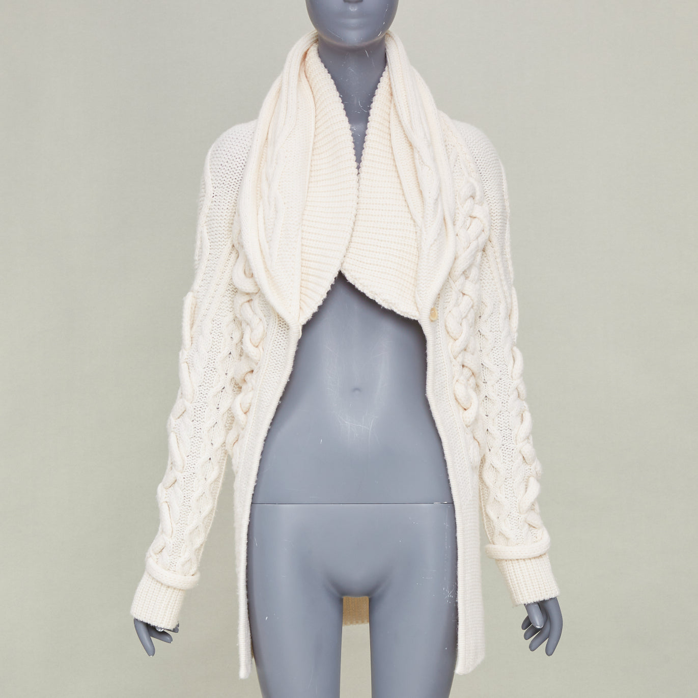 Women's Givenchy chunky cable knit cream cowl neck cardigan