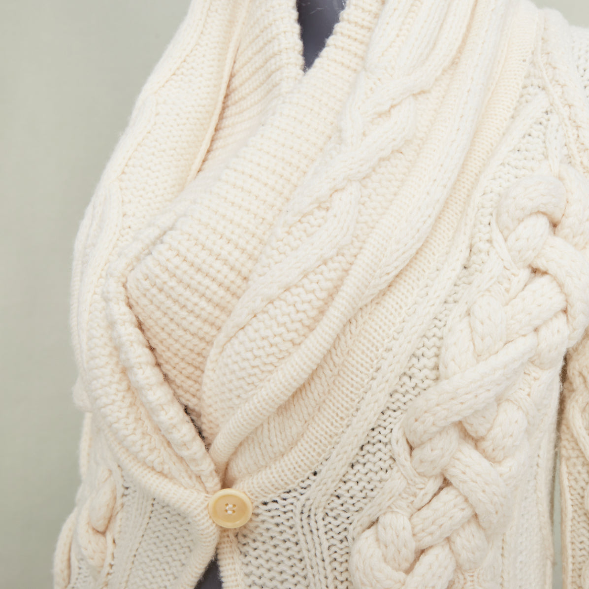 Women's Givenchy chunky cable knit cream cowl neck cardigan
