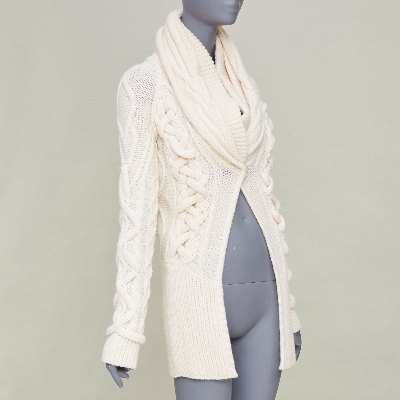 Women's Givenchy chunky cable knit cream cowl neck cardigan