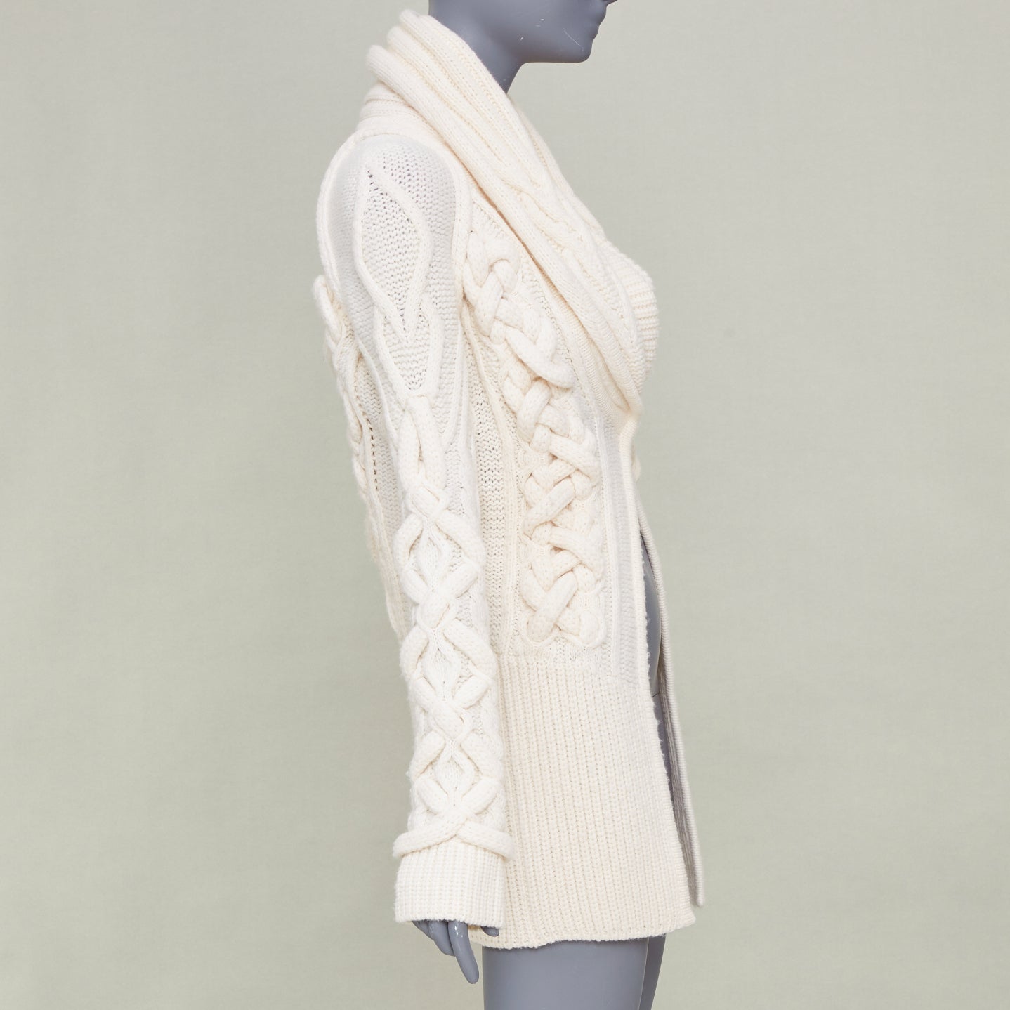 Women's Givenchy chunky cable knit cream cowl neck cardigan