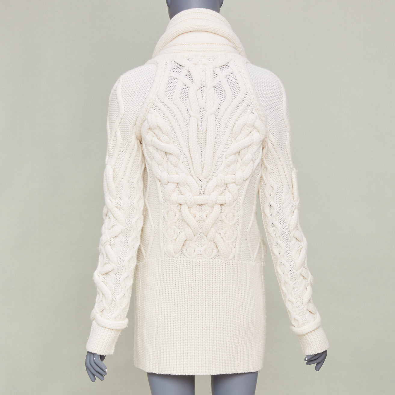 Women's Givenchy chunky cable knit cream cowl neck cardigan