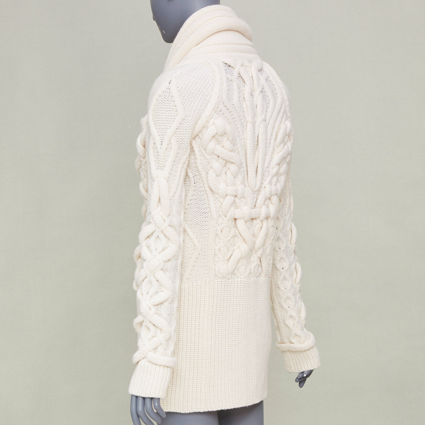 Women's Givenchy chunky cable knit cream cowl neck cardigan