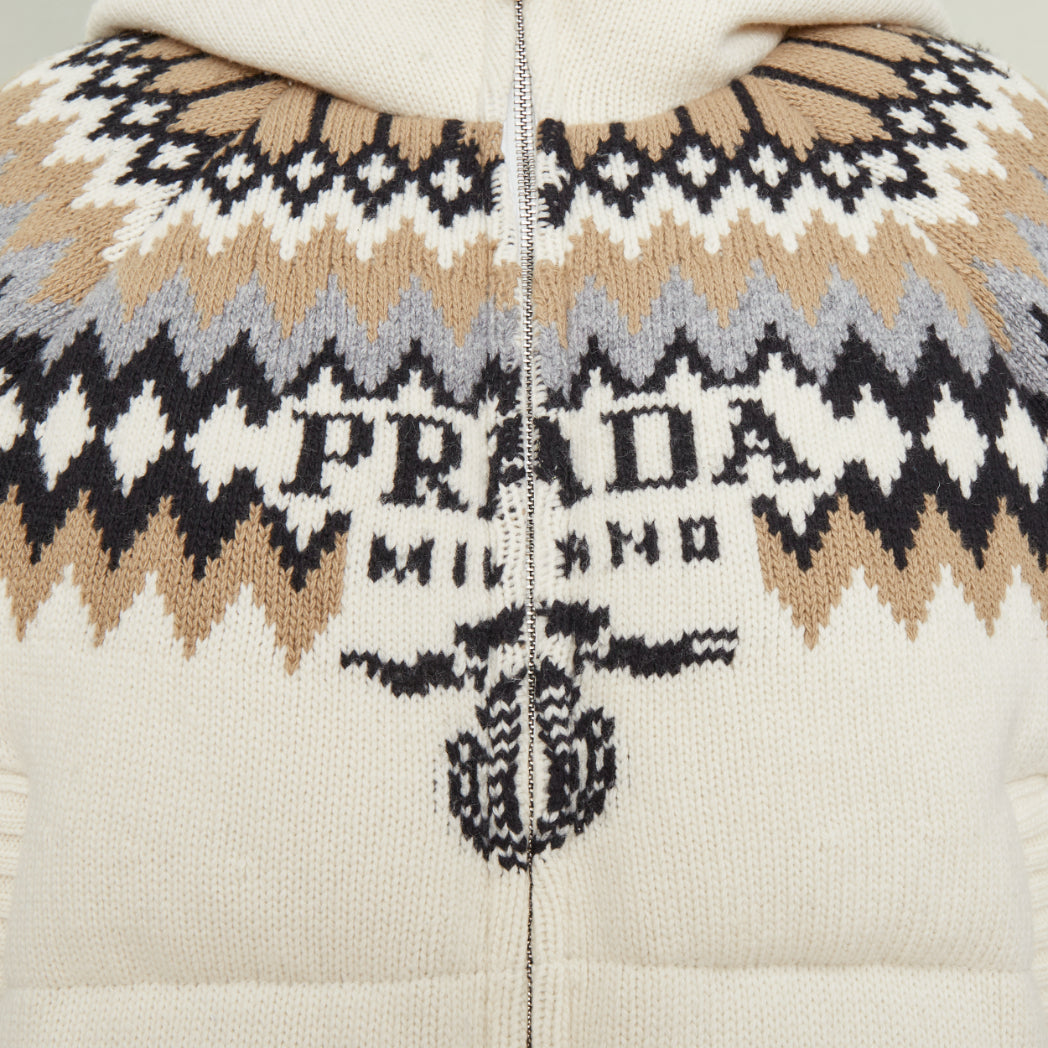 Women's Prada On Ice jacquard wool puffer jacket