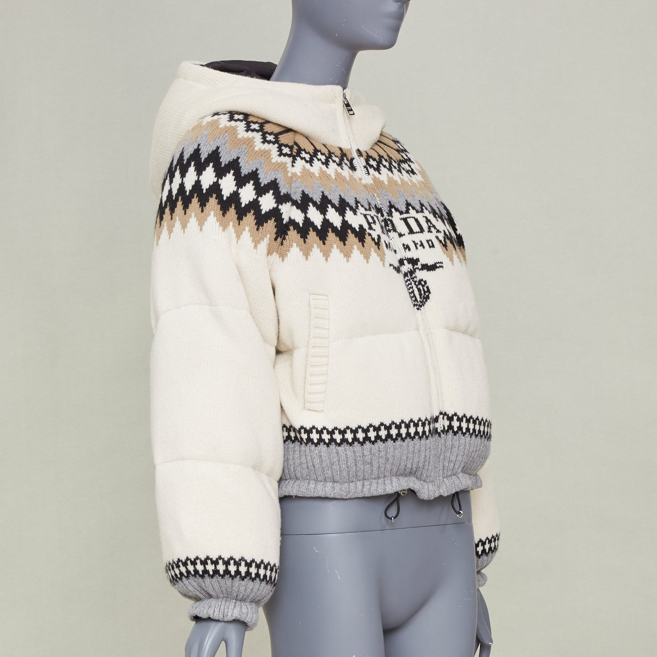 Women's Prada On Ice jacquard wool puffer jacket