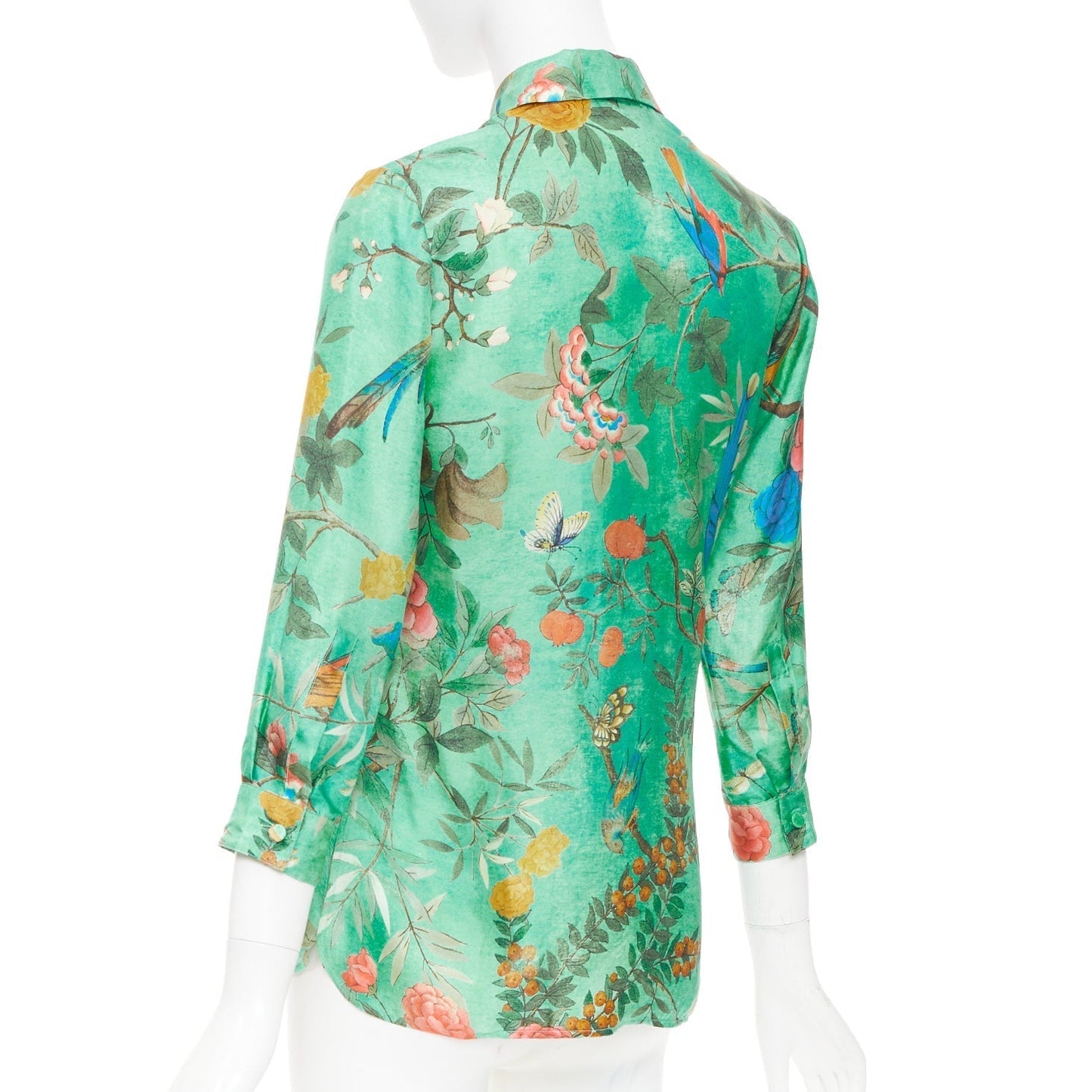 Women's Gucci floral silk pussy bow blouse top