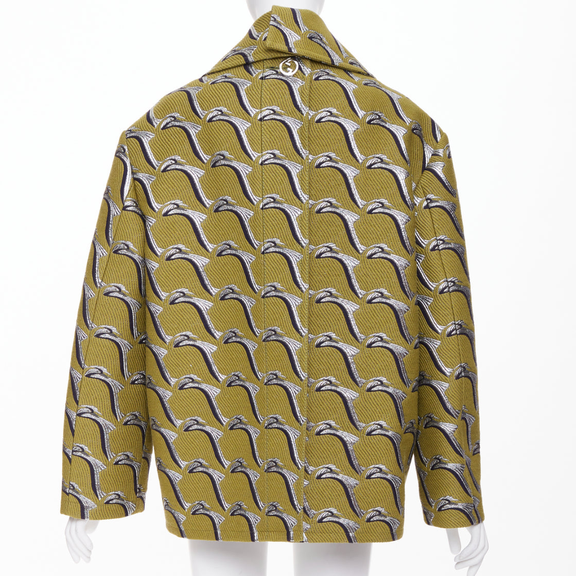 Women's Gucci Heron bird jacquard peacoat