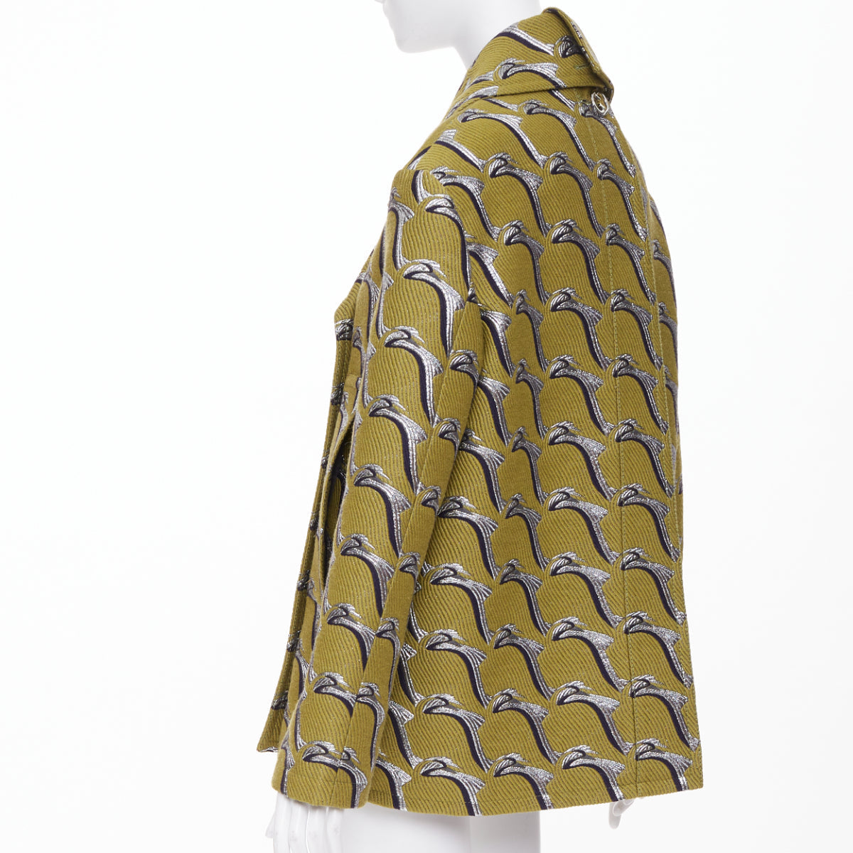 Women's Gucci Heron bird jacquard peacoat