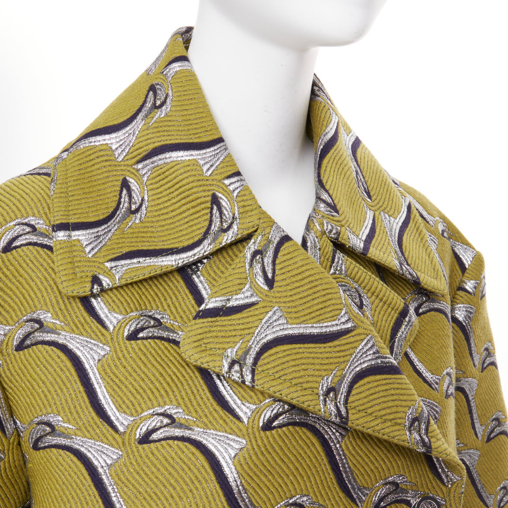 Women's Gucci Heron bird jacquard peacoat
