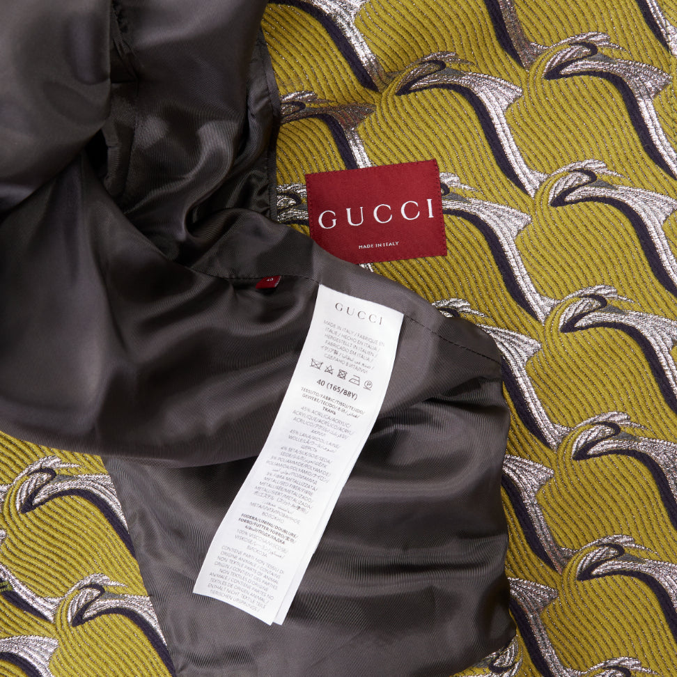 Women's Gucci Heron bird jacquard peacoat