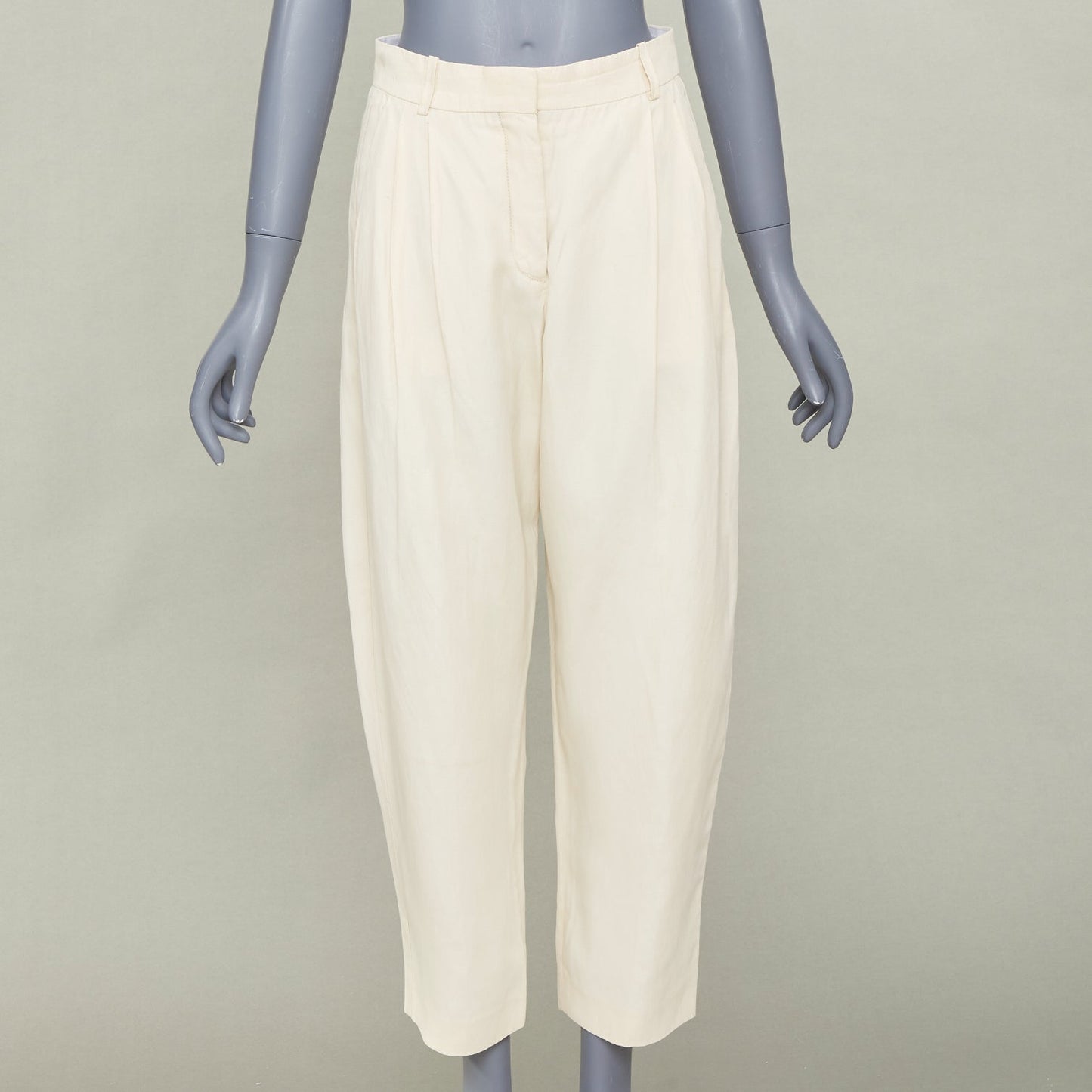 Women's Stella McCartney high rise pleated beige cropped trousers