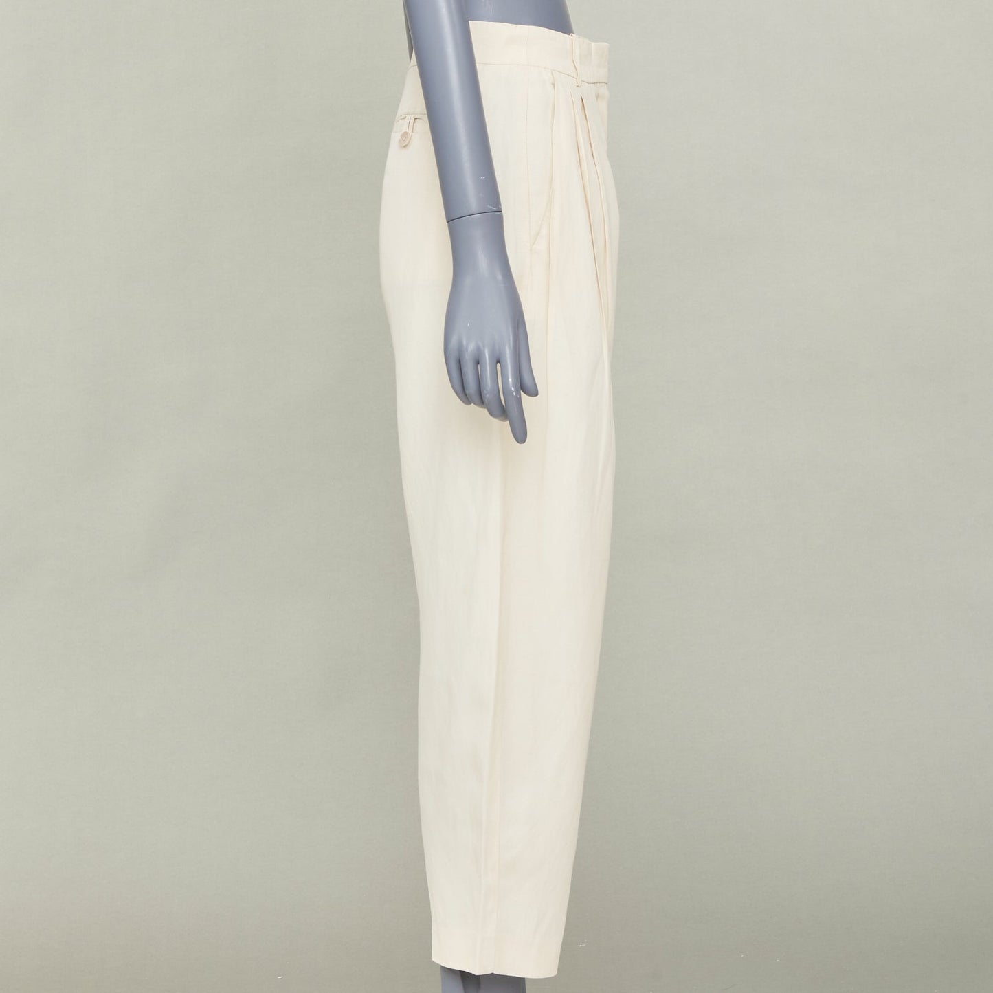 Women's Stella McCartney high rise pleated beige cropped trousers