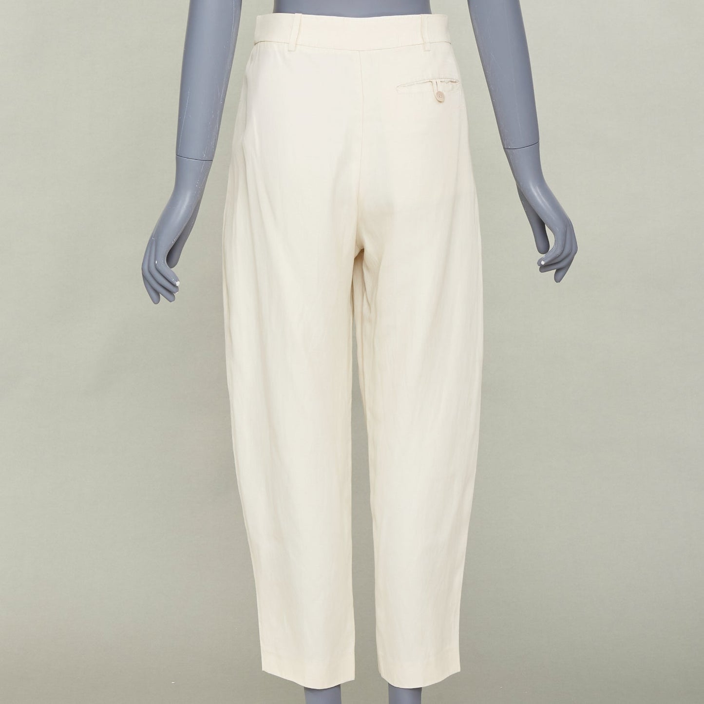 Women's Stella McCartney high rise pleated beige cropped trousers