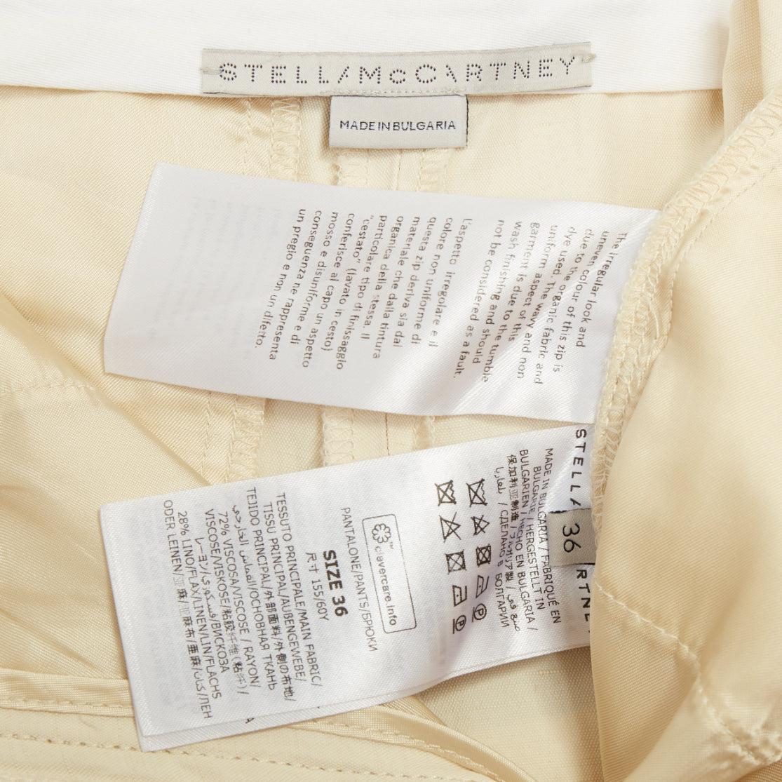 Women's Stella McCartney high rise pleated beige cropped trousers