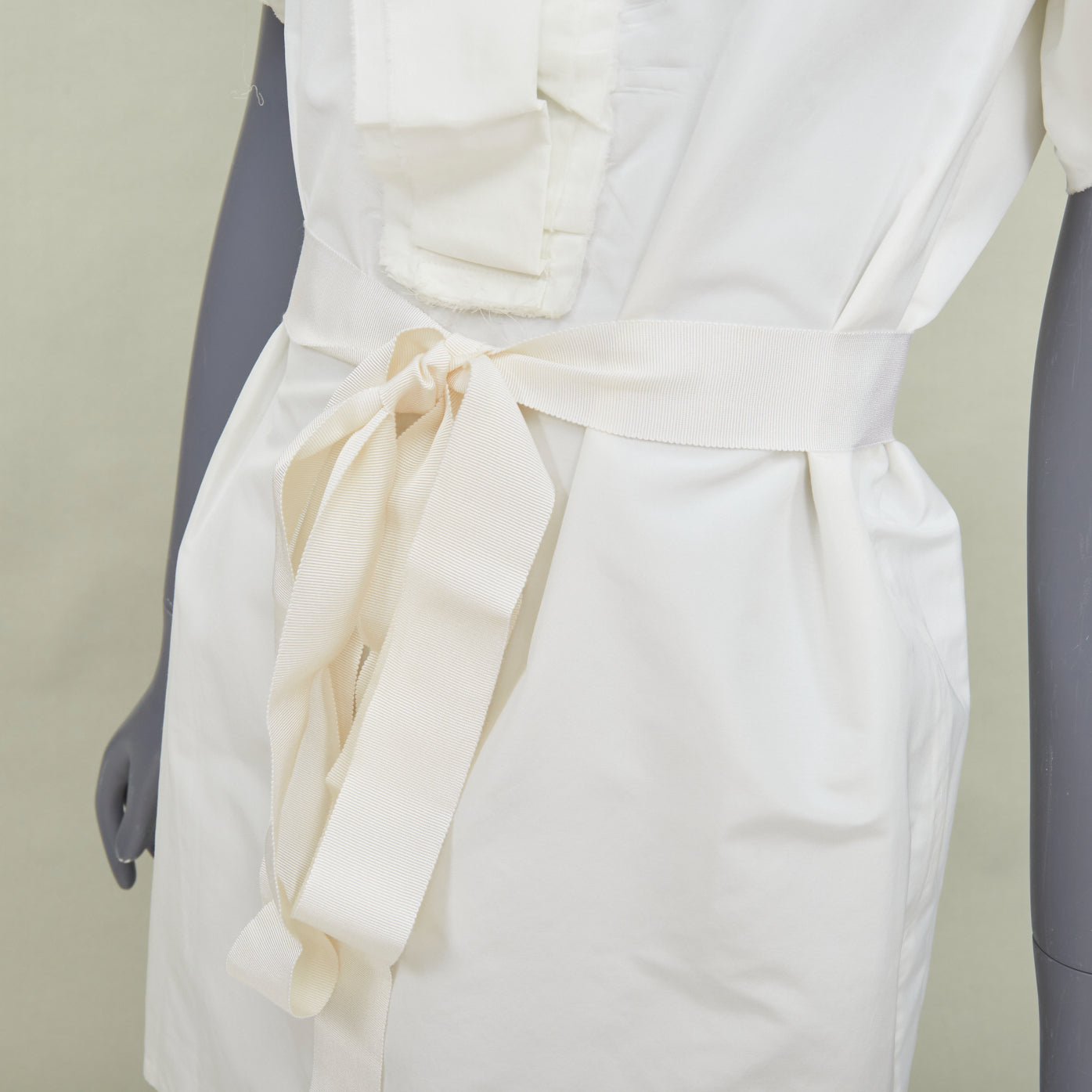Women's Lanvin white cotton wrap tiered ruffle dress