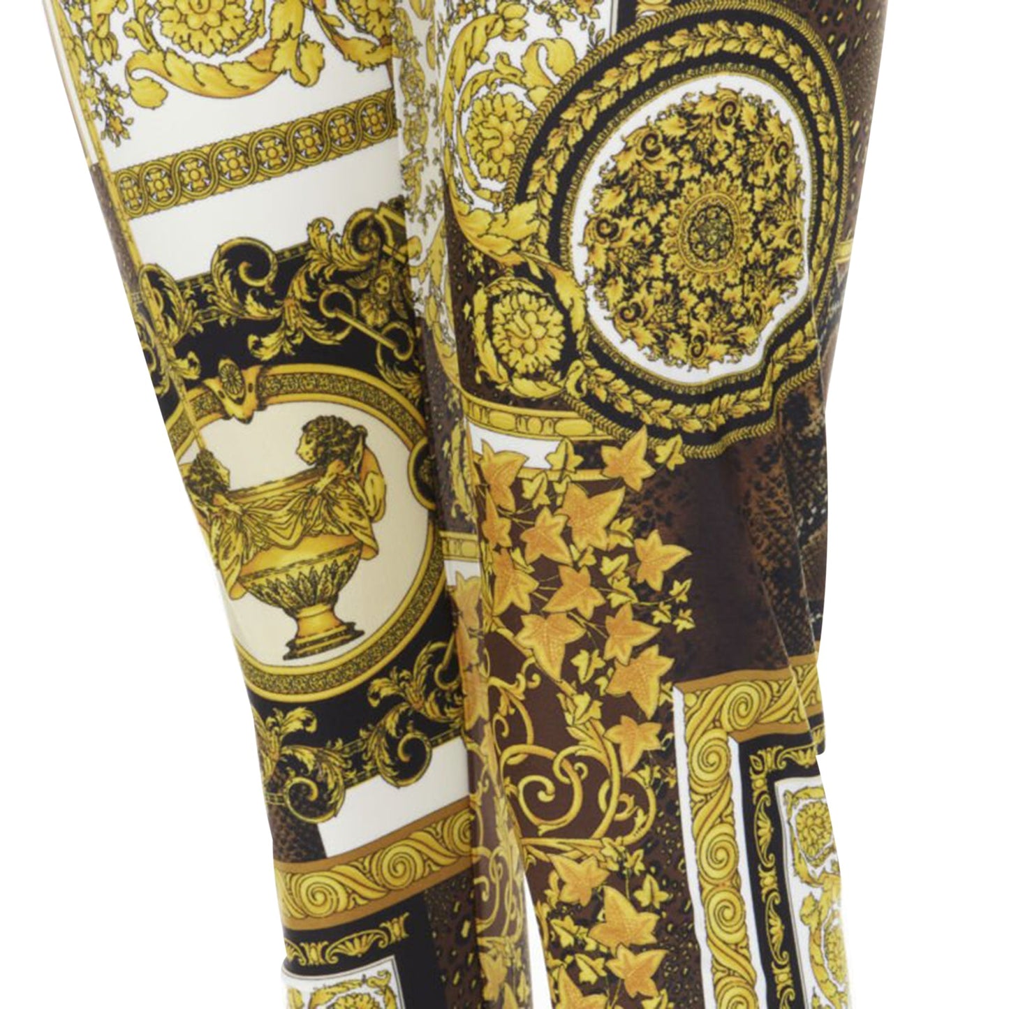 Women's Versace black gold brown stretchy leggings