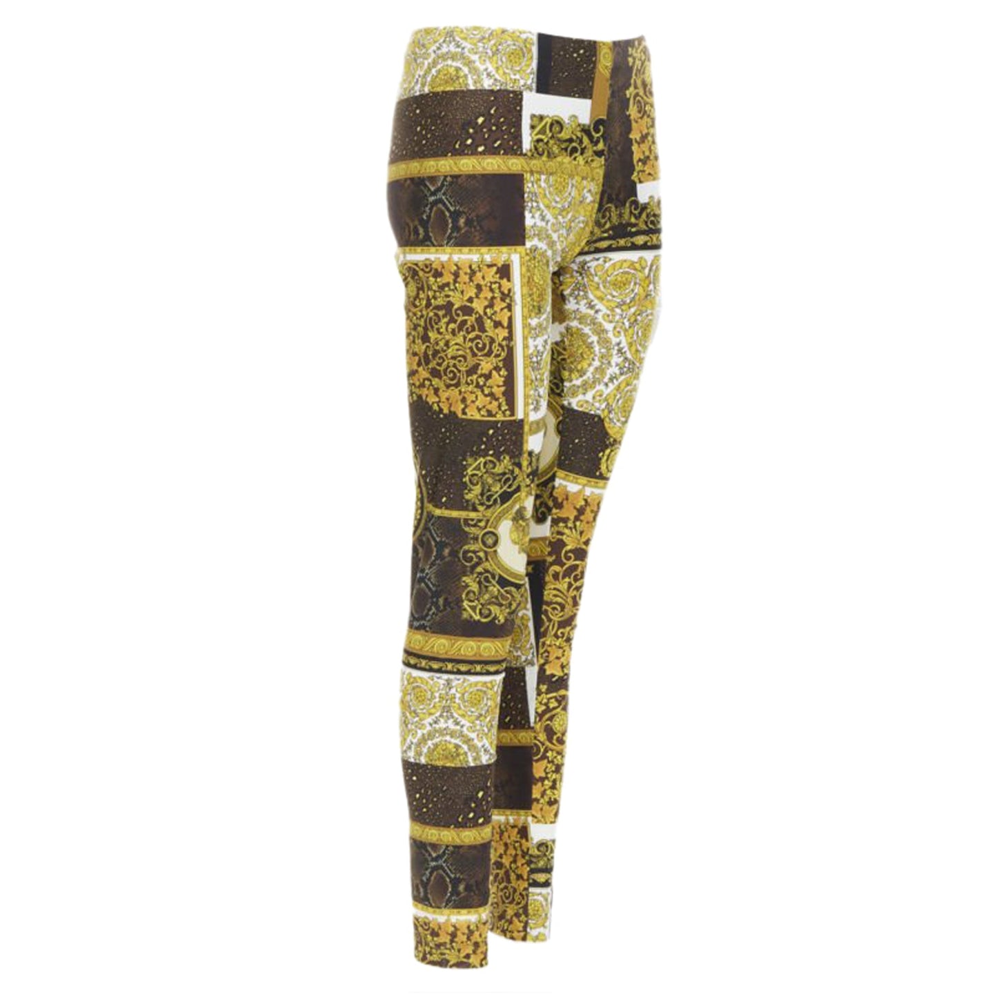 Women's Versace black gold brown stretchy leggings