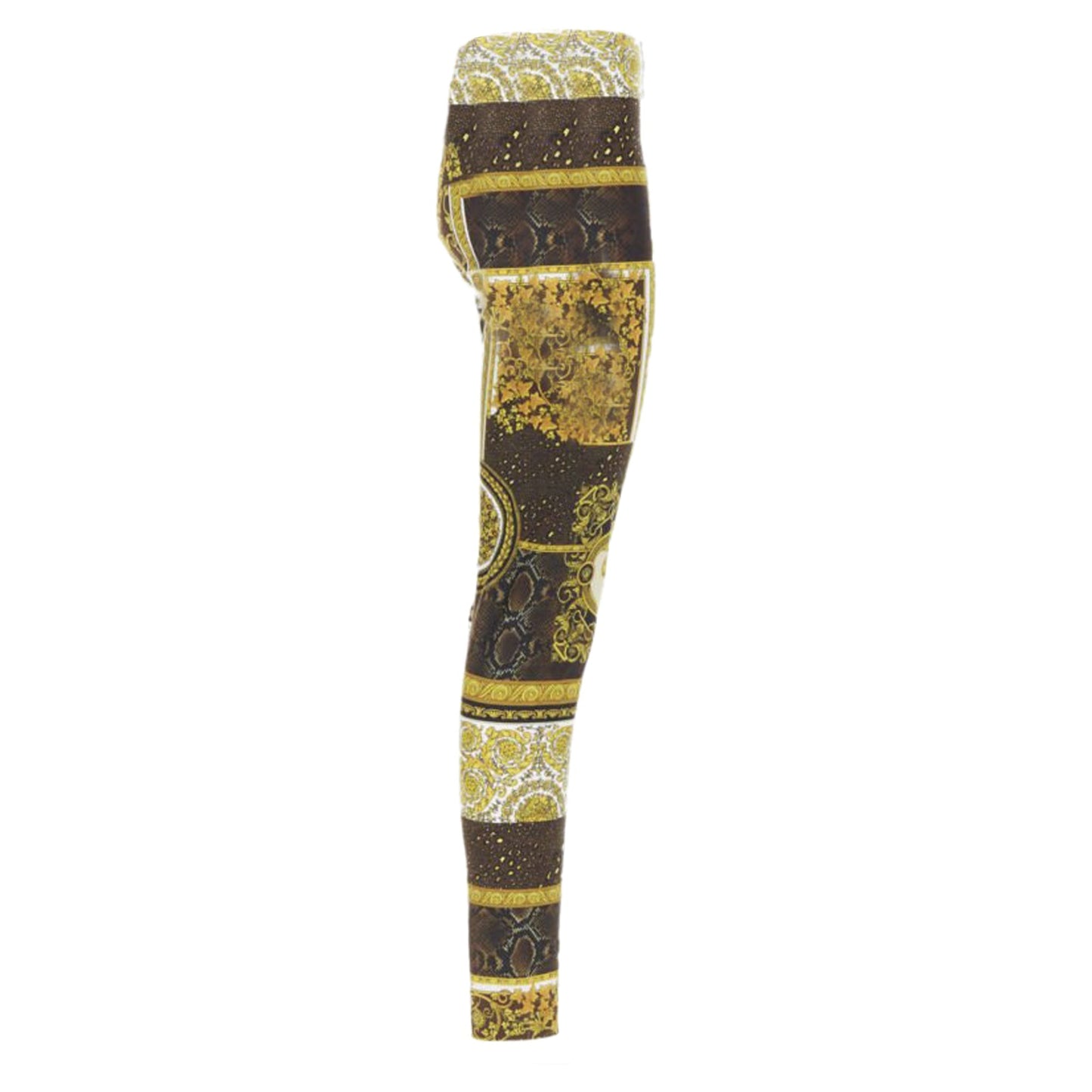 Women's Versace black gold brown stretchy leggings