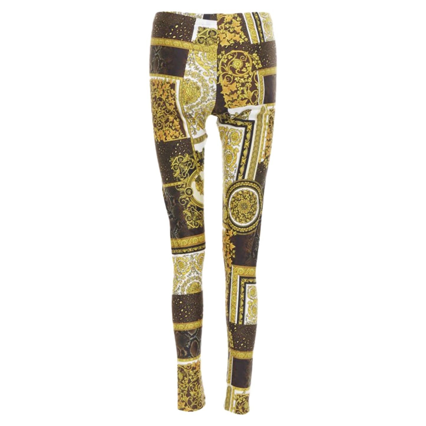 Women's Versace black gold brown stretchy leggings