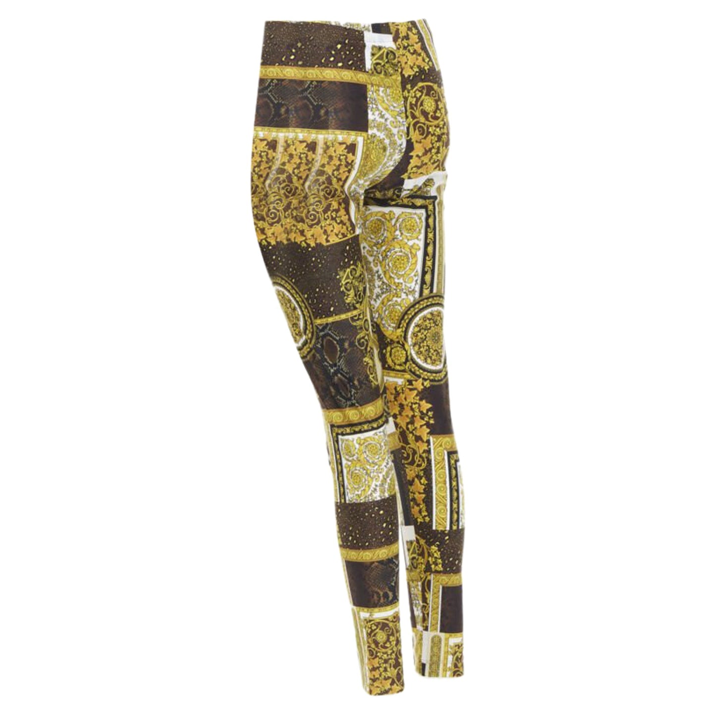 Women's Versace black gold brown stretchy leggings