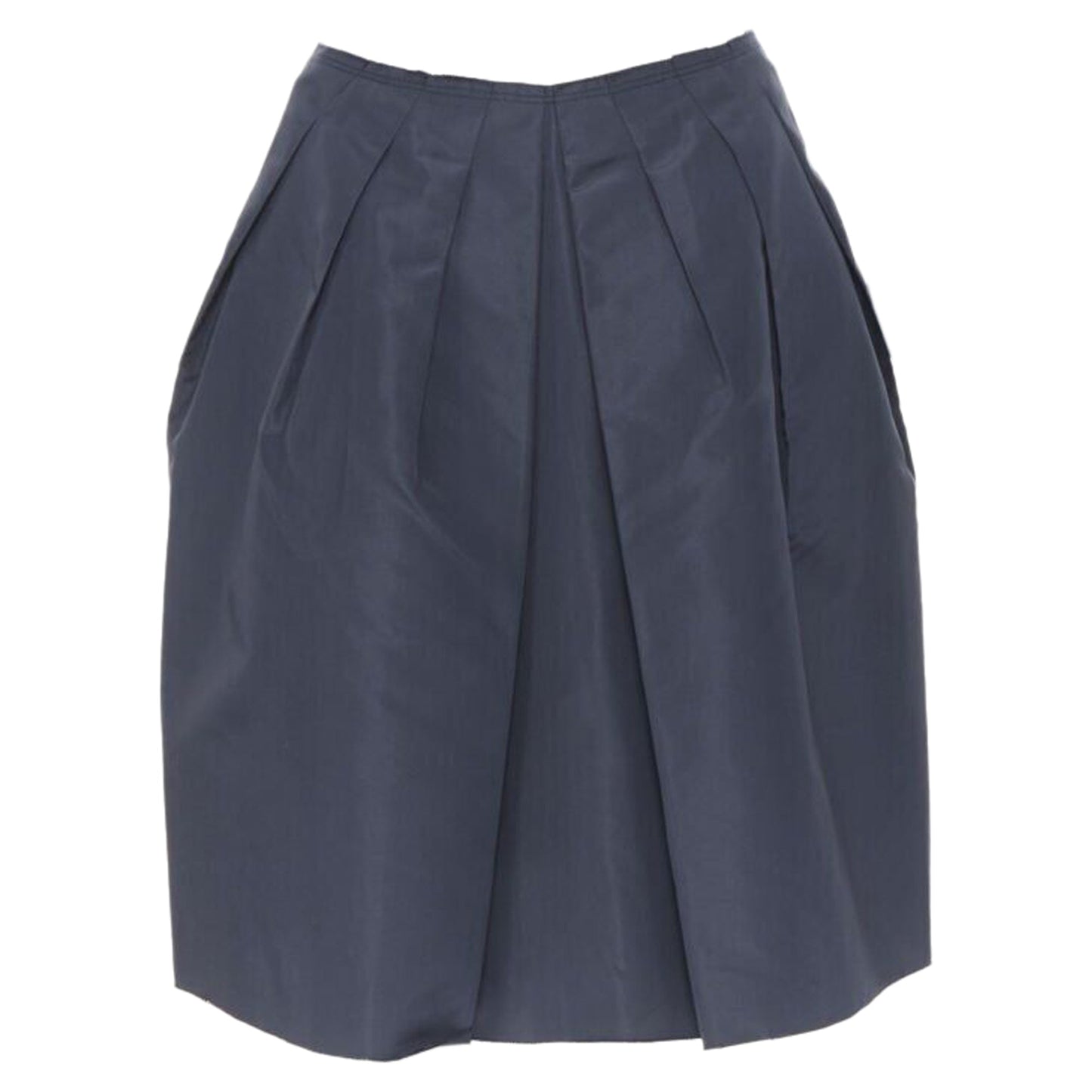 Women's Prada black cotton pleated front A-line skirt