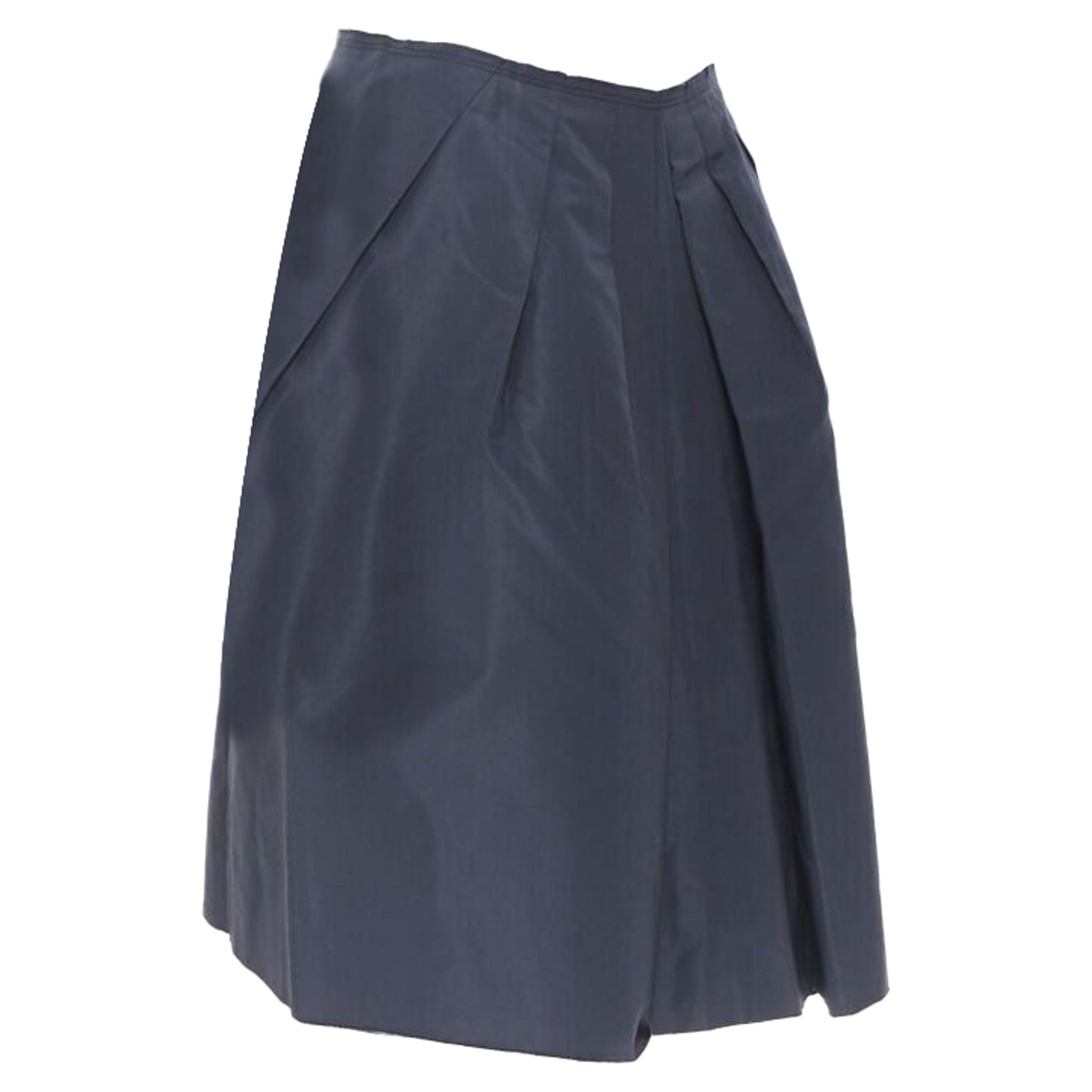 Women's Prada black cotton pleated front A-line skirt