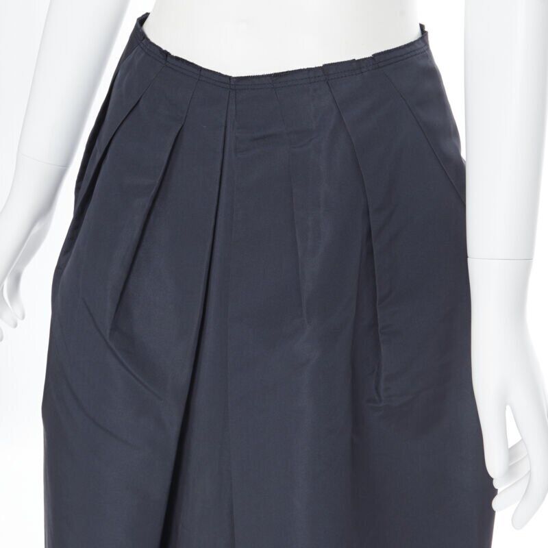 Women's Prada black cotton pleated front A-line skirt