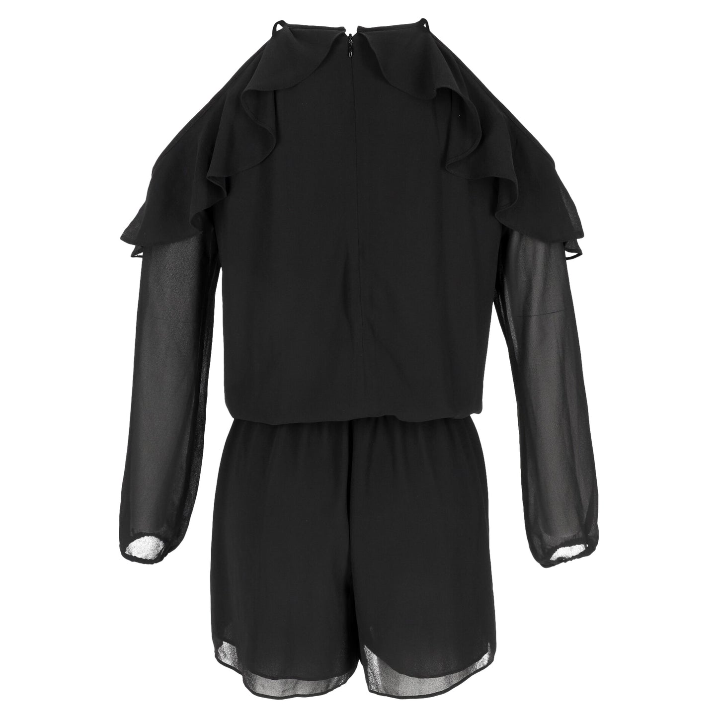 Women's  Michael Kors Ruffled Cold Shoulder Jumpsuit in Black Polyester