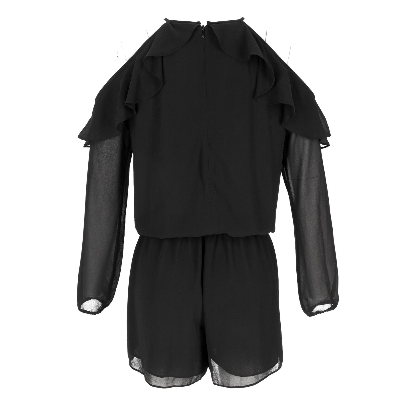 Women's  Michael Kors Ruffled Cold Shoulder Jumpsuit in Black Polyester