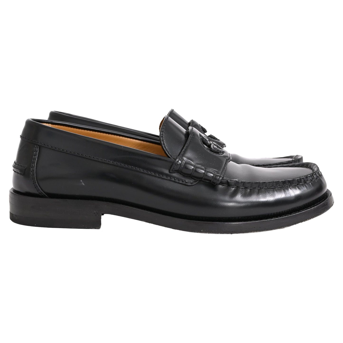 Women's Gucci Interlocking G Logo in Black Leather