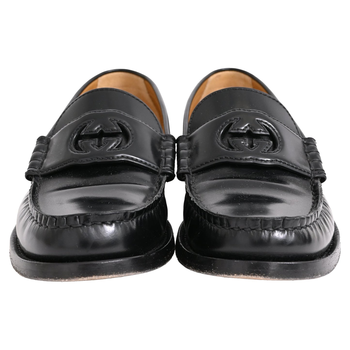 Women's Gucci Interlocking G Logo in Black Leather