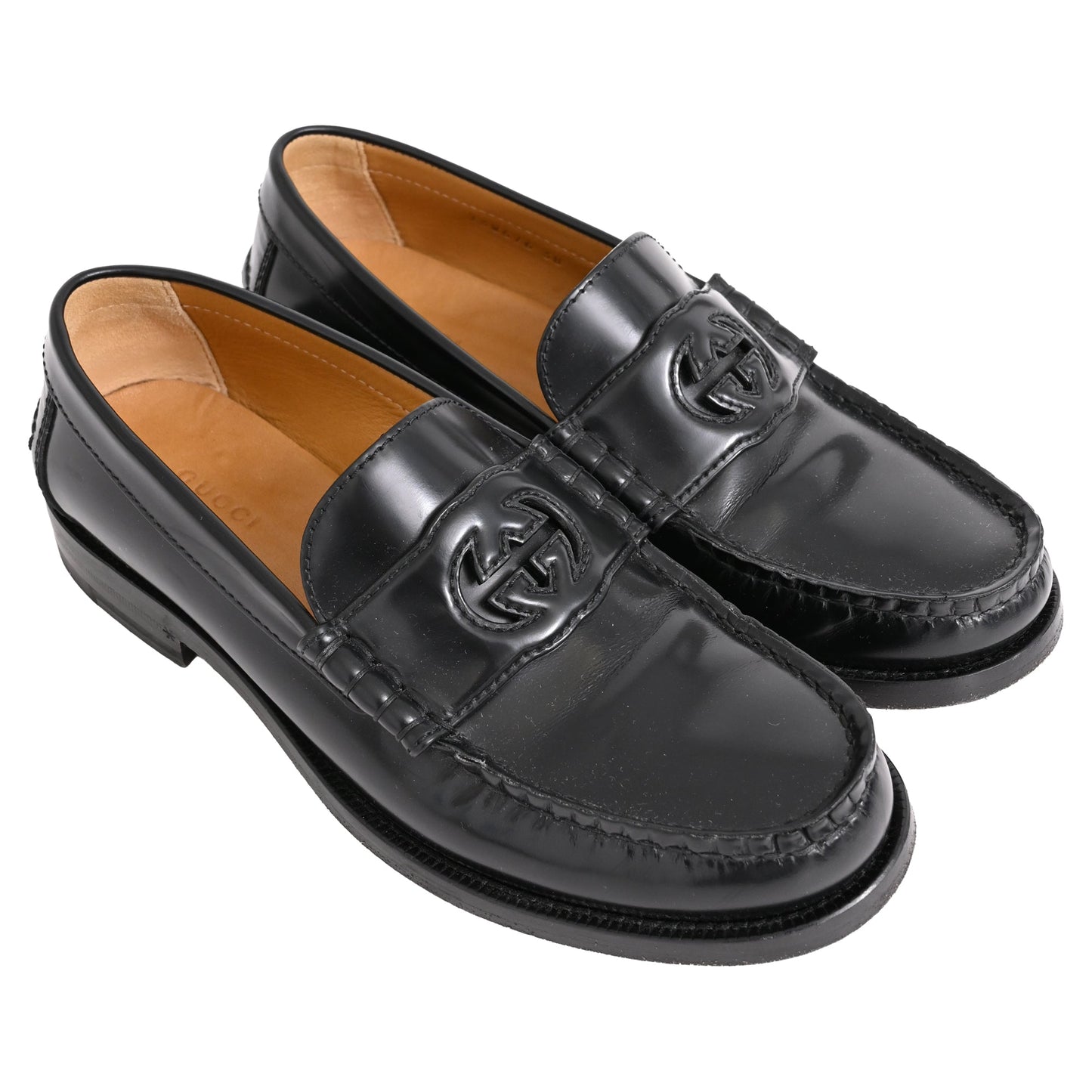 Women's Gucci Interlocking G Logo in Black Leather