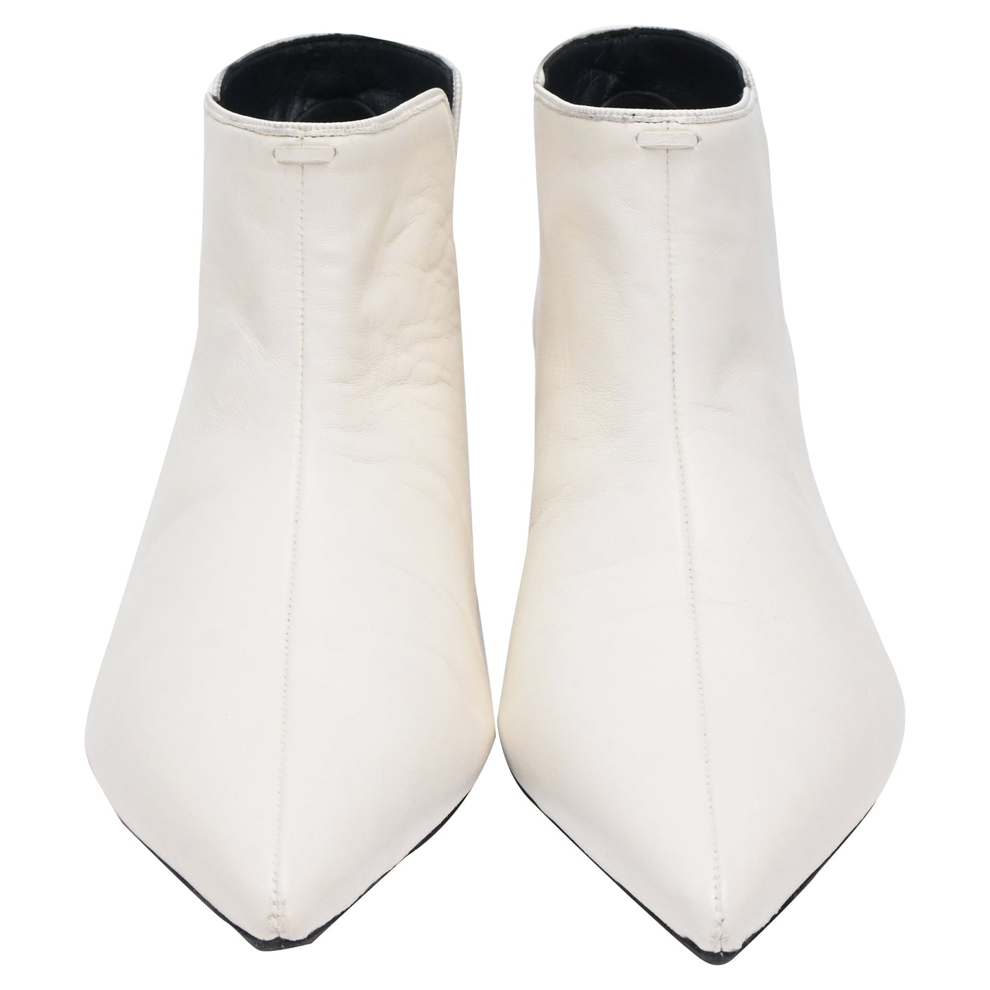 Women's Celine Pointed-Toe Ankle Boots in White Leather
