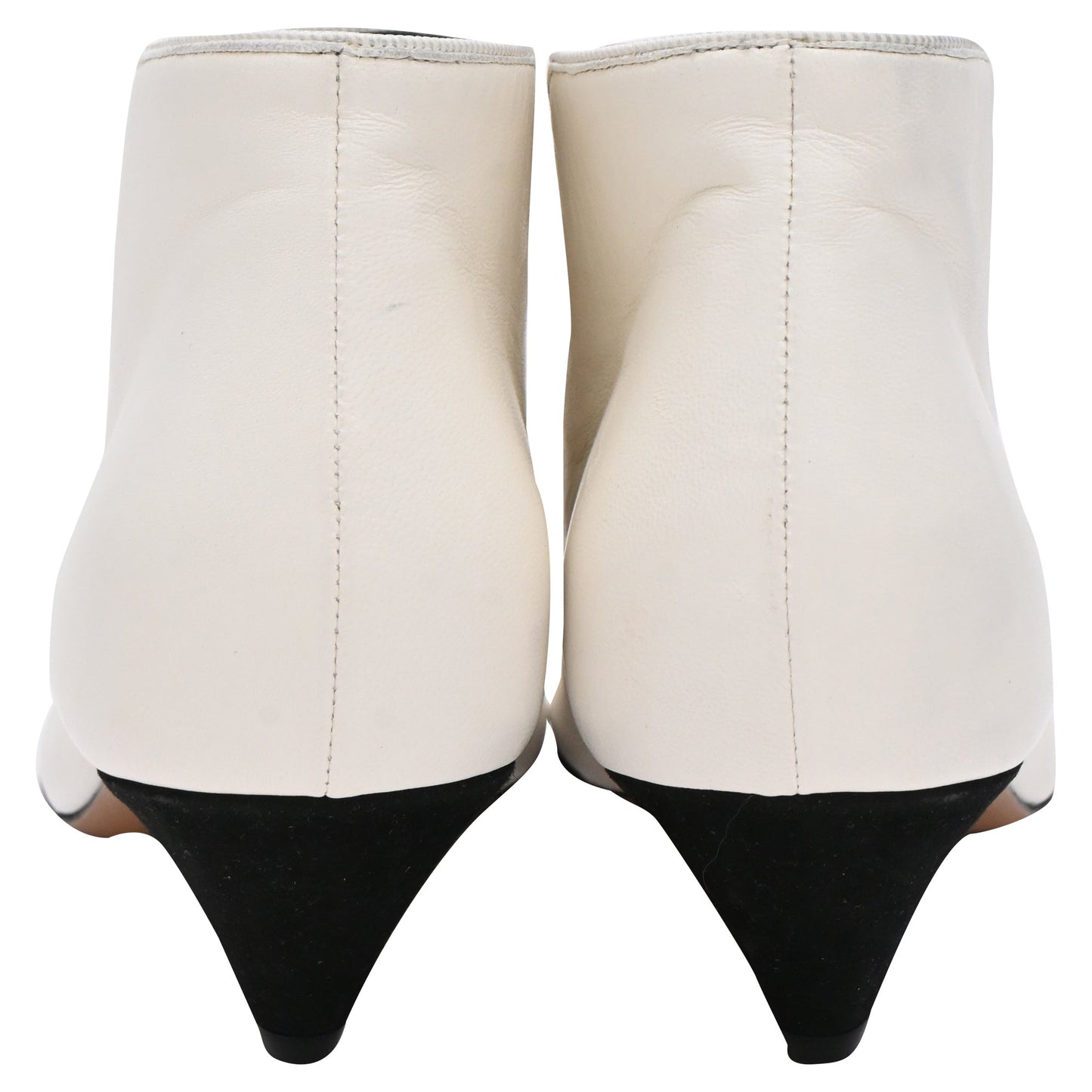 Women's Celine Pointed-Toe Ankle Boots in White Leather