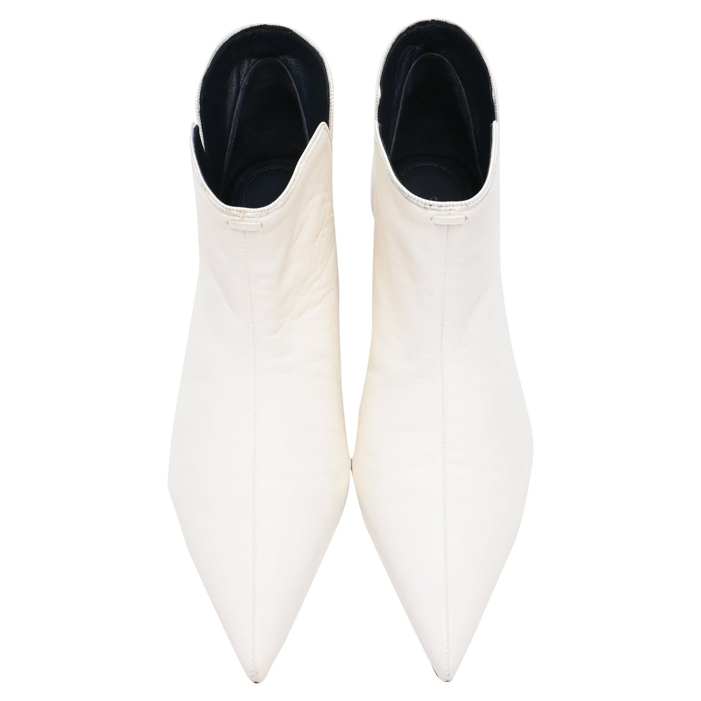 Women's Celine Pointed-Toe Ankle Boots in White Leather