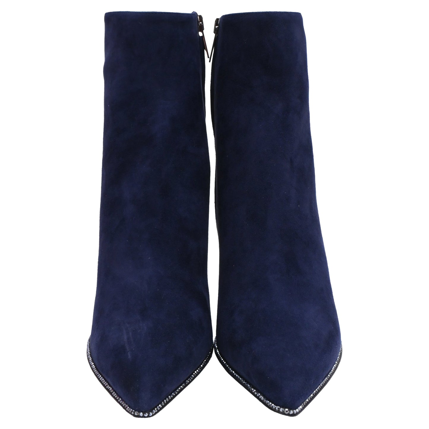 Women's  René Caovilla Embellished High-Heel Ankle Boots in Navy Blue Suede