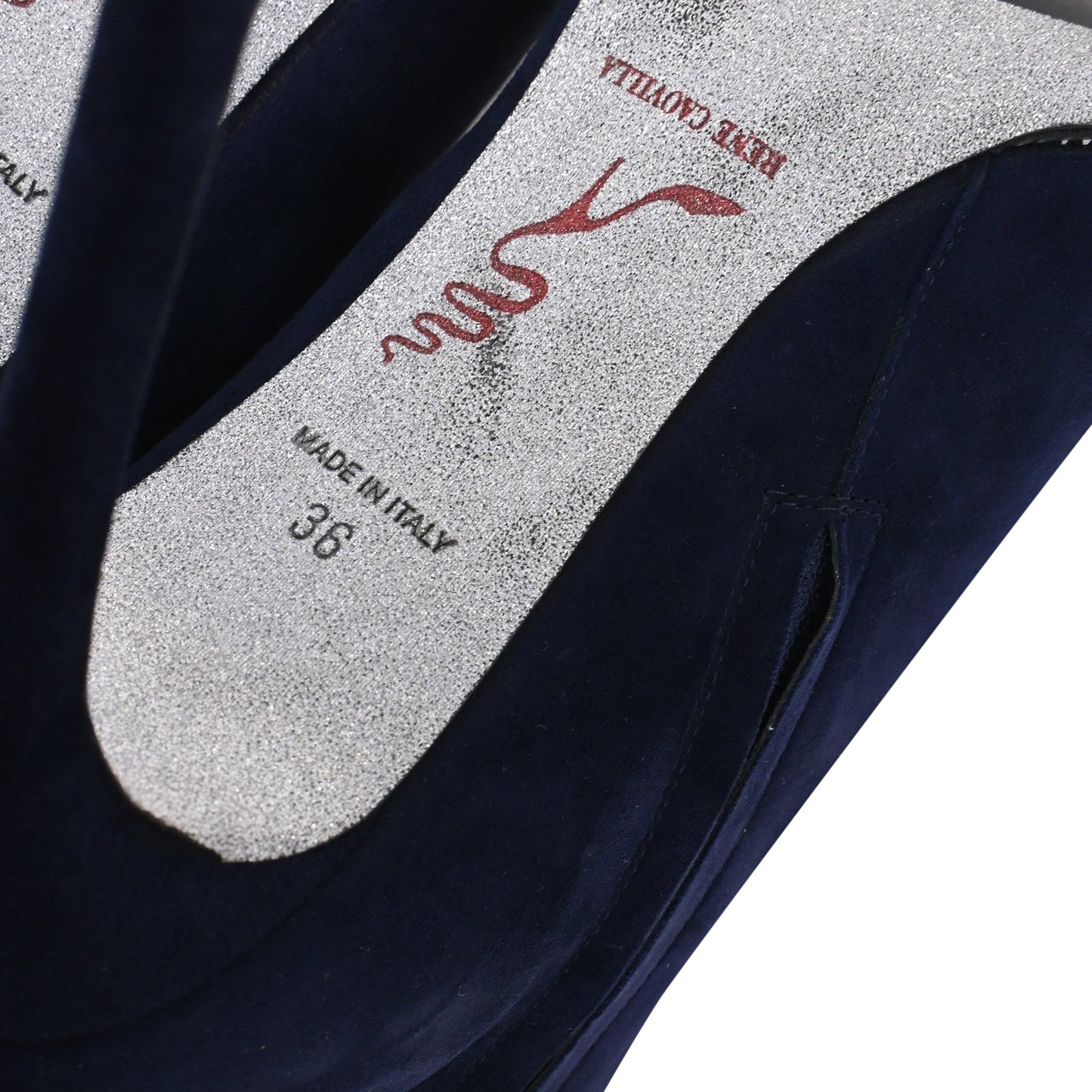 Women's  René Caovilla Embellished High-Heel Ankle Boots in Navy Blue Suede