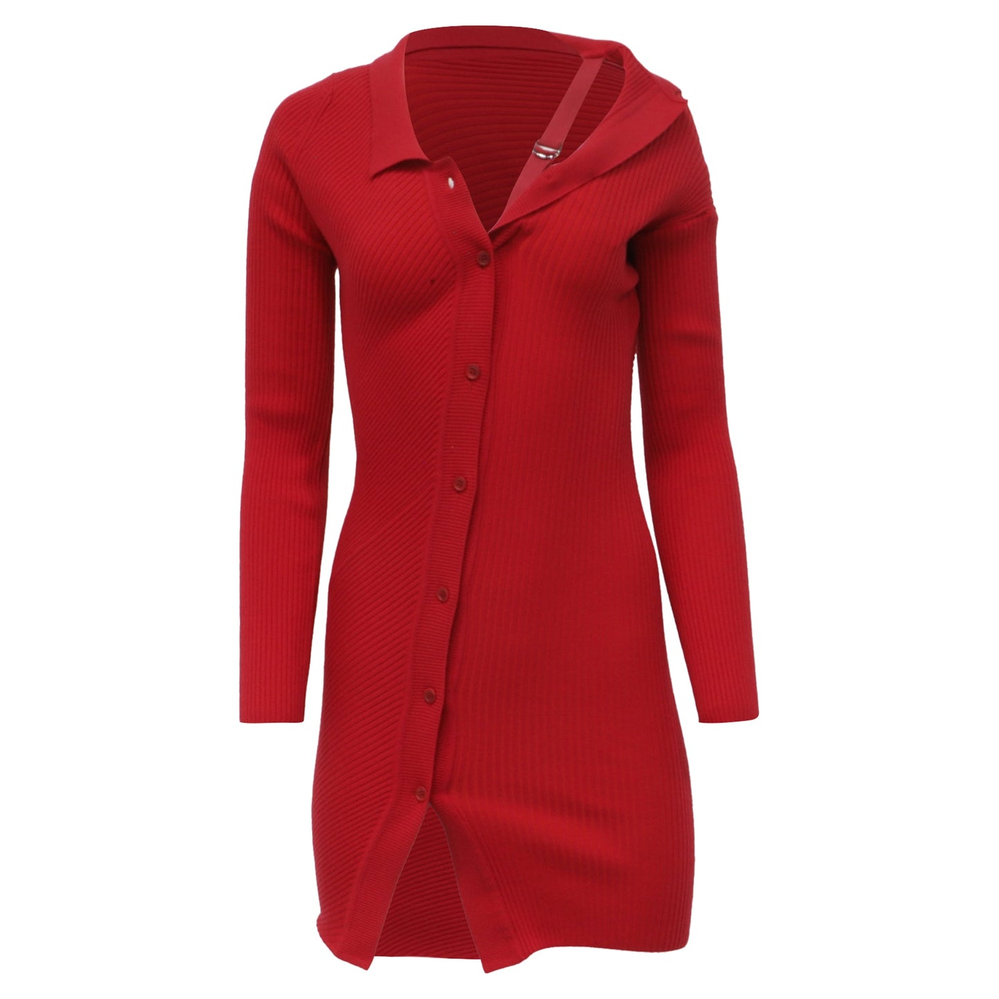 Women's Jacquemus La Robe Maille Colin Mini Dress in Red Wool