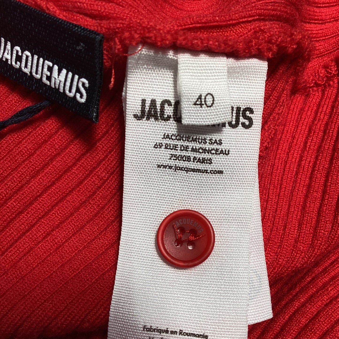 Women's Jacquemus La Robe Maille Colin Mini Dress in Red Wool